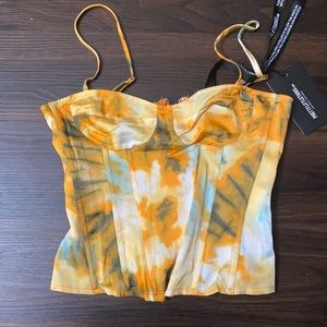 PrettyLittleThings orange tie dye print two piece set. Never worn before